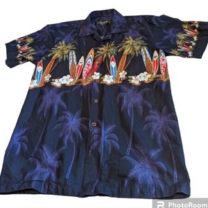 FAVANT Men’s S Hawaiian Shirt Blue  Short Sleeve